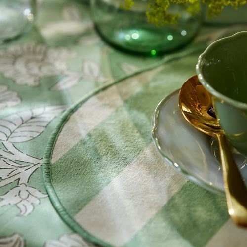 IKEA - SMÖRFISK, amerikan servis, çizgili kırık beyaz-açık yeşil, 35 cm