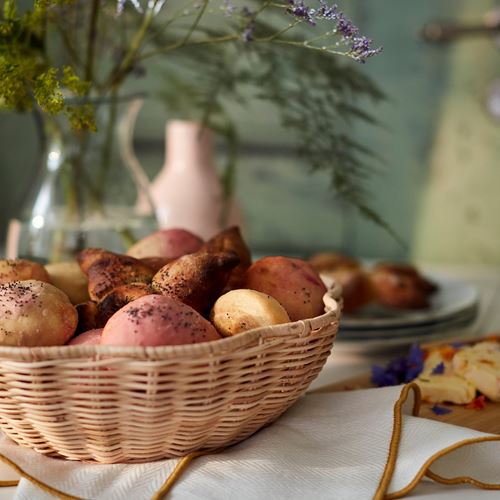 IKEA - SMÖRFISK, bin for bread, rattan, 27x8 cm