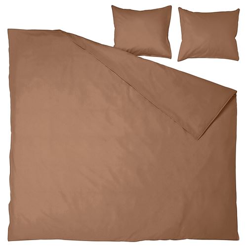 IKEA - ANGSLILJA, double quilt cover and 2 pillowcases, light brown, 240x220/50x60 cm