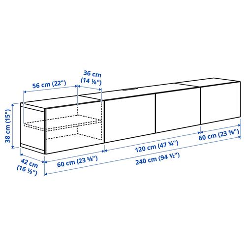 IKEA - BESTA, tv sehpası, venge-ceviz görünüm, 240x42x38 cm