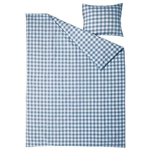 IKEA - EKTANDVINGE, single duvet cover sets, blue-check, 150x200/50x60 cm