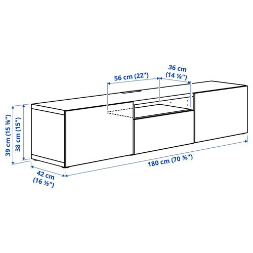 IKEA - BESTA, tv sehpası, beyaz-ceviz görünüm, 180x42x39 cm