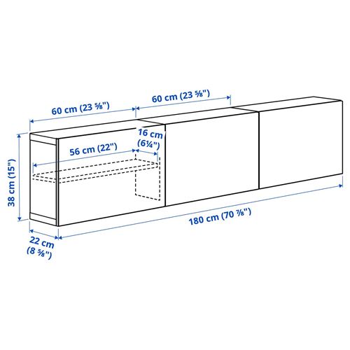 IKEA - BESTA, tv sehpası, beyaz, 180x22x38 cm