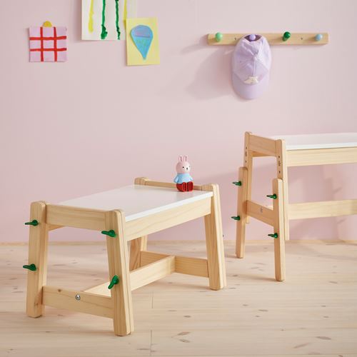 IKEA - FLISAT, children's bench, birch-green