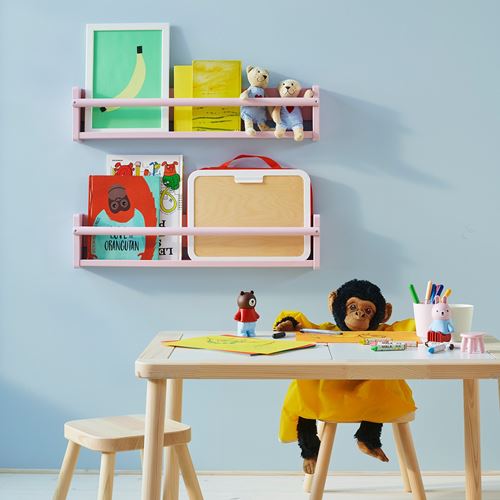 IKEA - FLISAT, duvar rafı, uçuk pembe, 70x9x16 cm