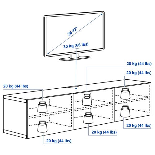 IKEA - BESTA, tv sehpası, beyaz-ceviz görünüm, 180x42x38 cm