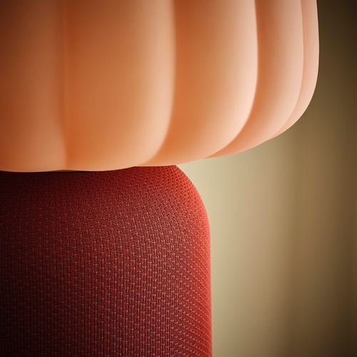 IKEA - KULGLASS, bluetooth hoparlörlü lamba, kırmızı-kahverengi-pembe, 38 cm