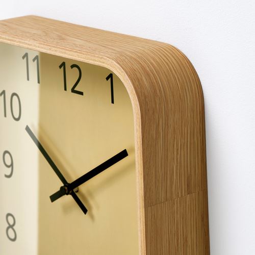 IKEA - SKOGSSVALA, duvar saati, meşe kaplama, 24x24 cm