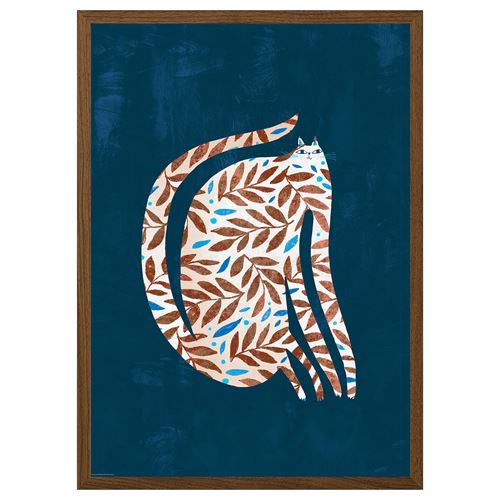 IKEA - RODALM, frame with poster, leaf cat, 50x70 cm