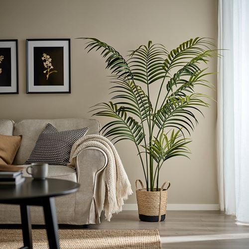 IKEA - TARNMAS, rattan plant pot, beige/black, 24 cm