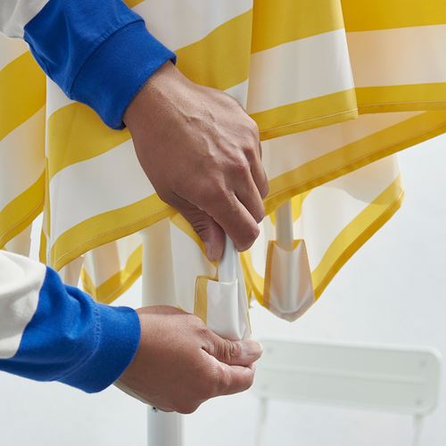 IKEA - HÖGÖN/IGGÖN, parasol, off white-bright yellow-dark grey, 270 cm