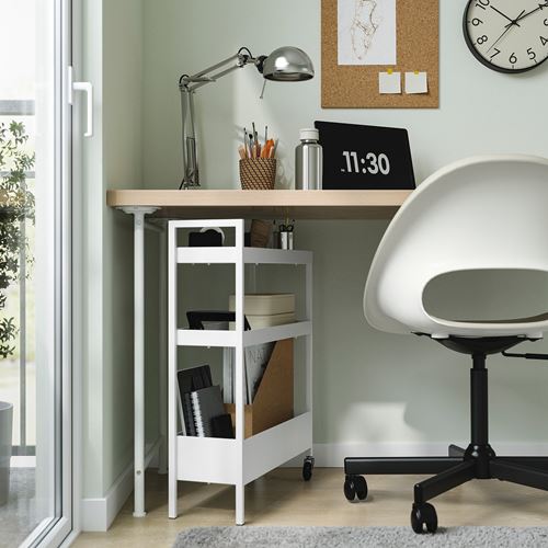 IKEA - NISSAFORS, trolley, white, 50,5x19x67 cm