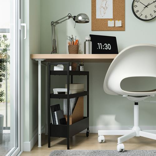 IKEA - NISSAFORS, servis arabası, siyah, 50,5x19x67 cm