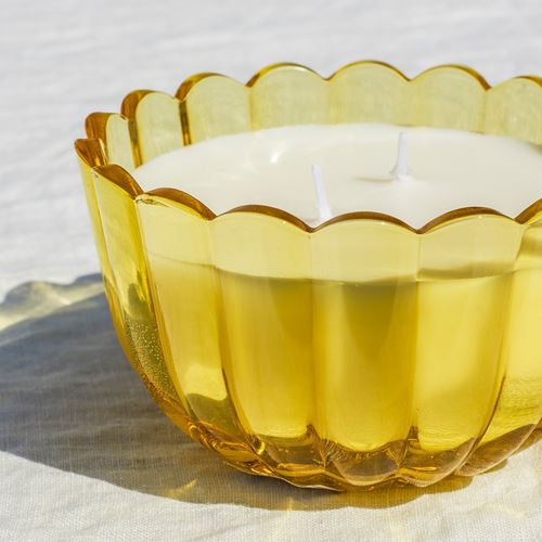 IKEA - MORKULLA, scented candle in cup, yellow/green, 22 hr