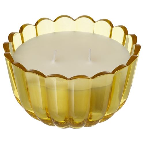 IKEA - MORKULLA, scented candle in cup, yellow/green, 22 hr