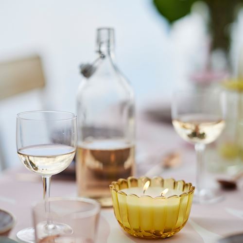 IKEA - MORKULLA, scented candle in cup, yellow/green, 22 hr