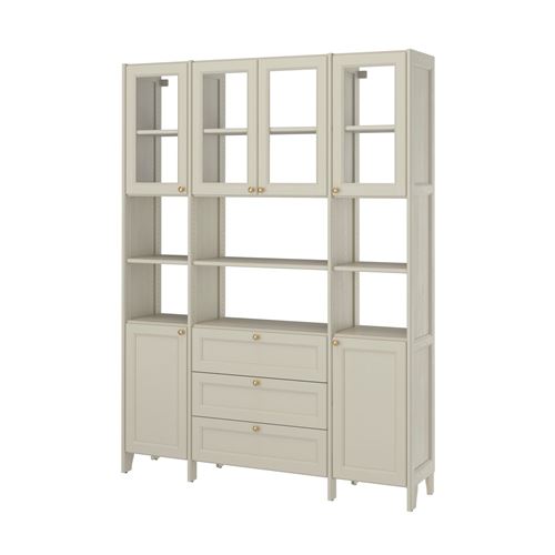 IKEA - GULDDRAGARE, storage combination with doors and shelves, beige, 162x37x216 cm