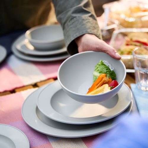 IKEA - SIMKRABBA, plastik servis kasesi, yeşil-gri, 15 cm