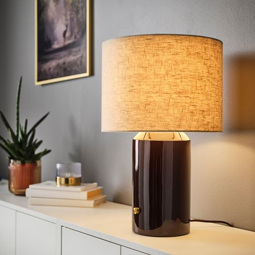 IKEA - HALGATT, table lamp, beige-brown, 49 cm