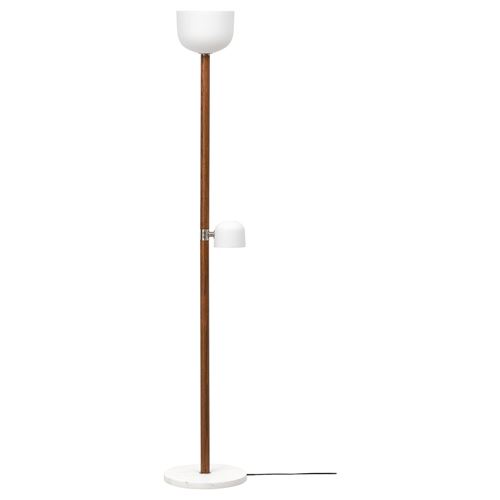 IKEA - MOSSPLYM, floor/reading lamp, white/dark brown, 180 cm