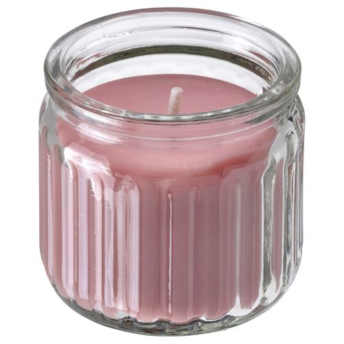 IKEA - HÖKGÖK, scented candle in cup, light pink, 12 hr
