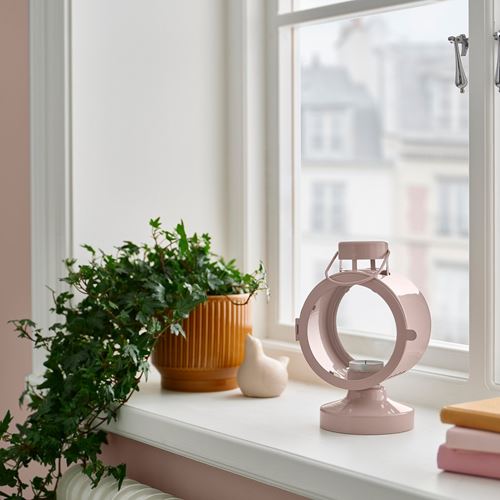 IKEA - FLODSVALA, lantern, pale pink, 21 cm