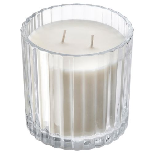 IKEA - TOFSTARNA, scented candle in cup, transparent glass, 50 hr