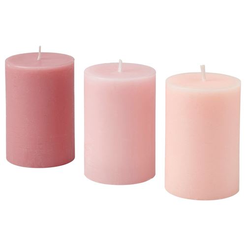 IKEA - LOTSFAGEL, scented block candle, pink, 30 hr