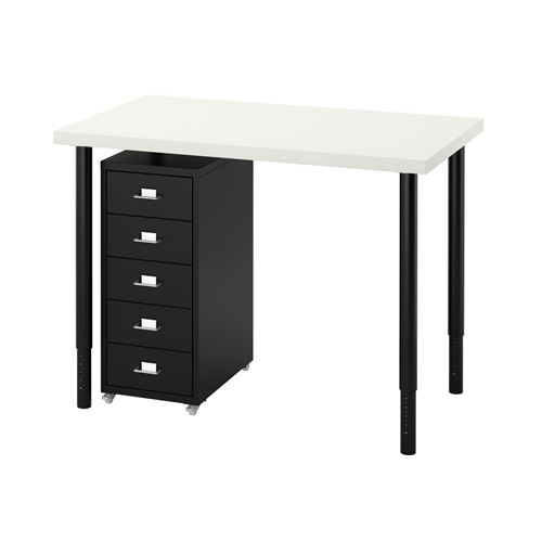 IKEA - LINNMON/OLOV/HELMER, desk and storage unit, white/black