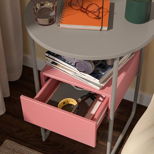 IKEA - BLANKHALLAN, bedside table, beige-pink