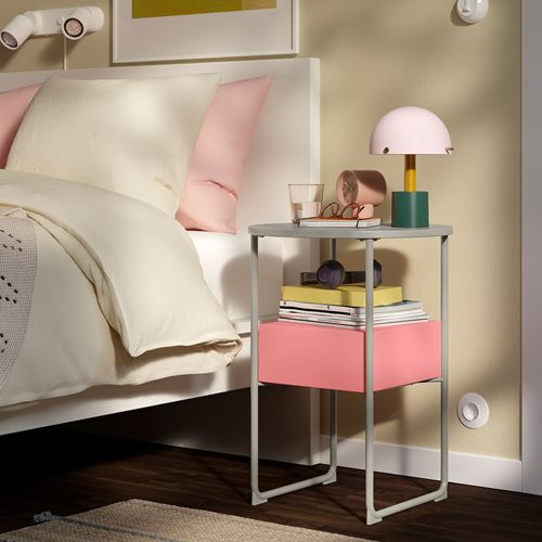 IKEA - BLANKHALLAN, bedside table, beige-pink