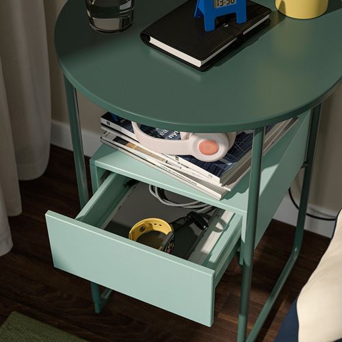 IKEA - BLANKHALLAN, bedside table, green-turquoise