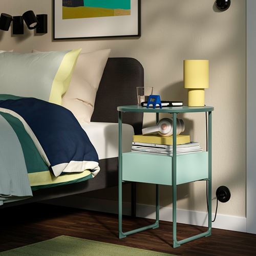 IKEA - BLANKHALLAN, bedside table, green-turquoise