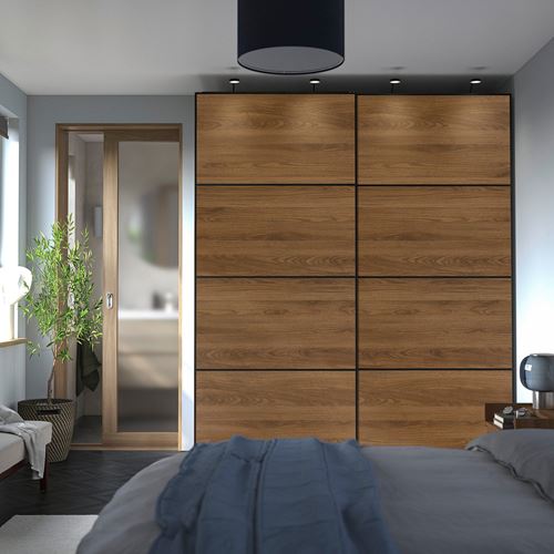 IKEA - MEHAMN, sürgü kapak, siyah-ceviz, 200x236 cm