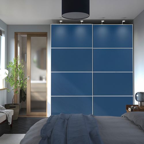 IKEA - MEHAMN, pair of sliding doors, white-blue, 200x236 cm