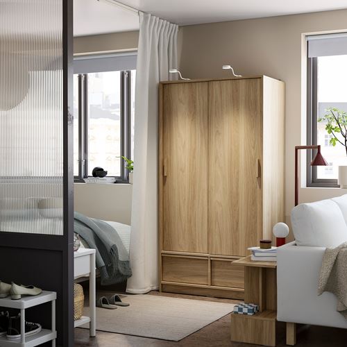 IKEA - ANKARUDDEN, sliding wardrobe, oak effect, 98x60x190 cm
