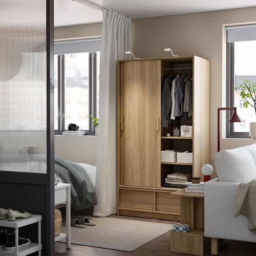 IKEA - ANKARUDDEN, sliding wardrobe, oak effect, 98x60x190 cm