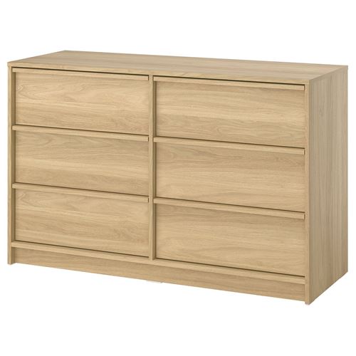 IKEA - ANKARUDDEN, chest of 6 drawers, oak effect, 139x48x87 cm