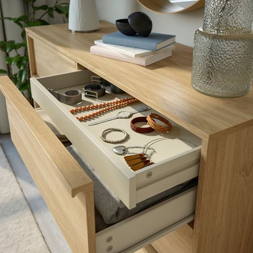 IKEA - ANKARUDDEN, chest of 6 drawers, oak effect, 139x48x87 cm