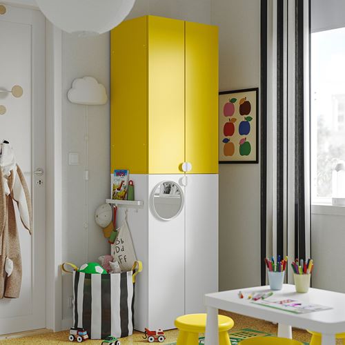 IKEA - LASTARE, LASTARE wardrobe, white/yellow, 60x42x200 cm