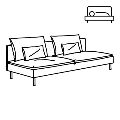 IKEA - SÖDERHAMN, frame for 3-seat sofa, colourless