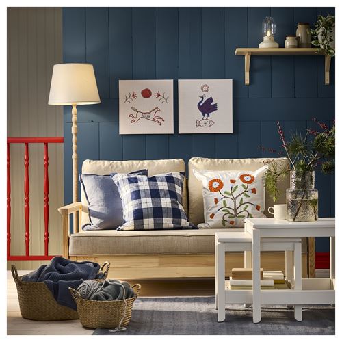 IKEA - FACELIOR, kırlent kılıfı, beyaz-turuncu, 50x50 cm