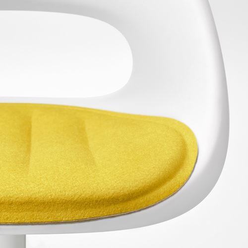 IKEA - LOBERGET/MALSKAR, çalışma sandalyesi, beyaz-sarı