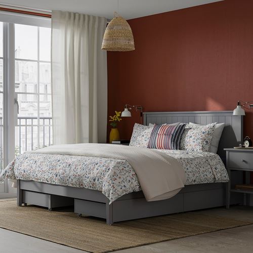 IKEA - GULLABERG, çift kişilik karyola, gri, 140x200 cm