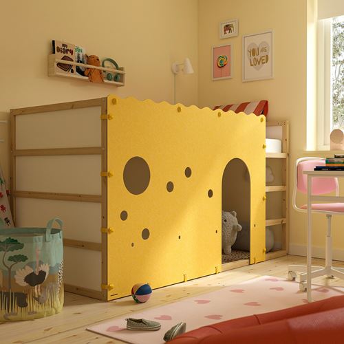 IKEA - KURA, çocuk karyola perdesi, sarı-gri, 168x117 cm
