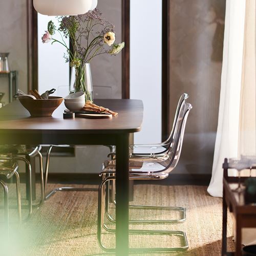 IKEA - TOBIAS, plastik sandalye, şeffaf-krom kaplama