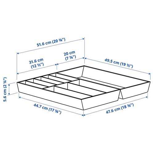 IKEA - UPPDATERA, drawer organizer, light bamboo, 52x50 cm