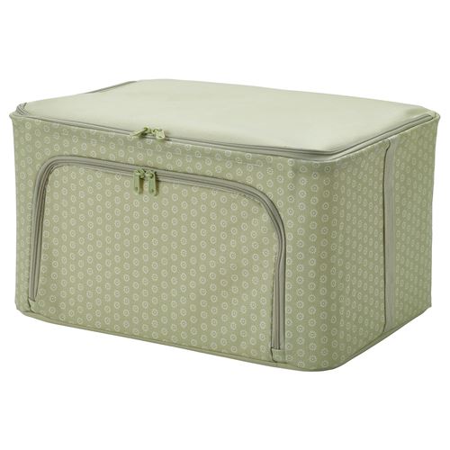 IKEA - HEMMAFIXARE, closed storage box, green/floral pattern, 34x51x28 cm