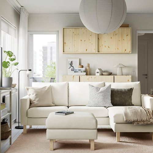 IKEA - SALTSJÖBADEN, 3-seat sofa with chaise longue, Blekinge white
