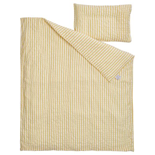 IKEA - LEN, quilt cover/pillowcase for cot, white/yellow, 110x125/35x55 cm